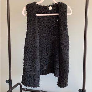 Fuzzy black sweater vest